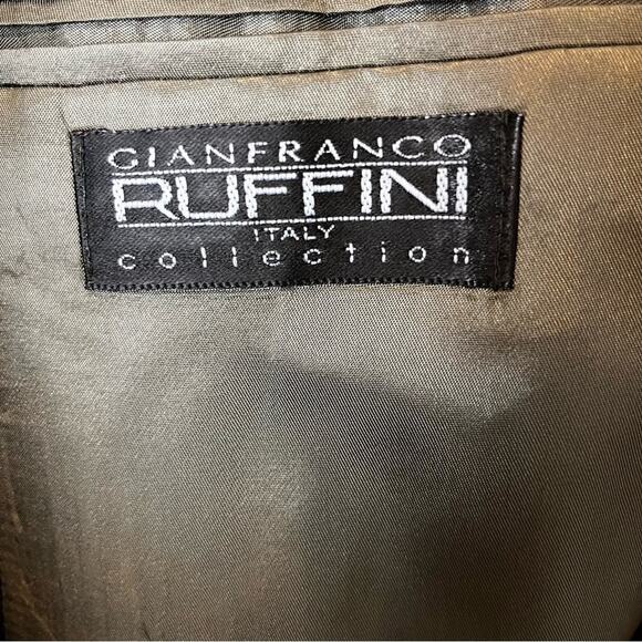Gianfranco Ruffini Italian Brown Black Mens Blazer Est. 40R Checked Suit Jacket - Picture 9 of 9